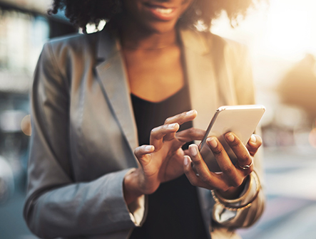 Woman on phone connecting with someone