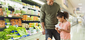 Father and daughter grocery shopping